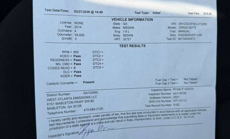 
								2014 Nissan Versa full									